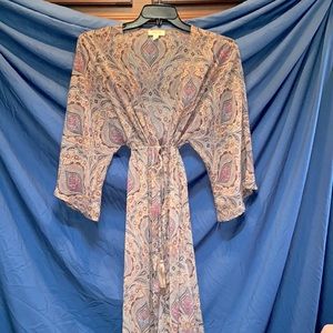 Sandy & Sid 3/4 sleeve muted paisley print duster/kimono, size S